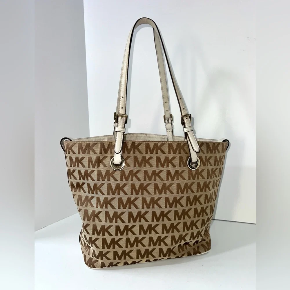 Michael‎ Kors Signature Jet Set Canvas Tote Shoulder Bag  Brown